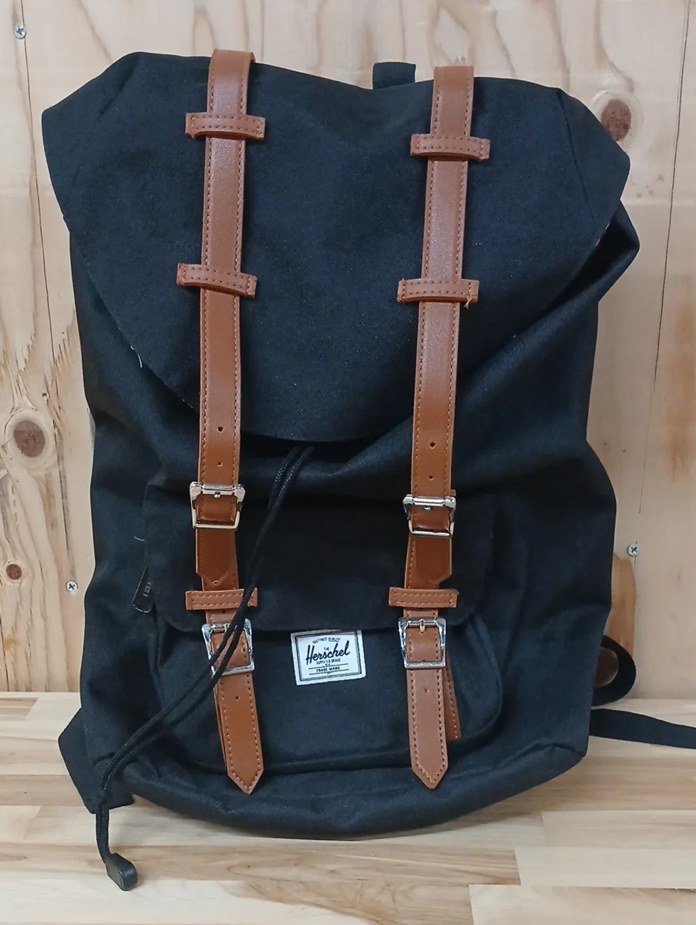 Herschel Supply Company Black Laptop Backpack with Brown Straps